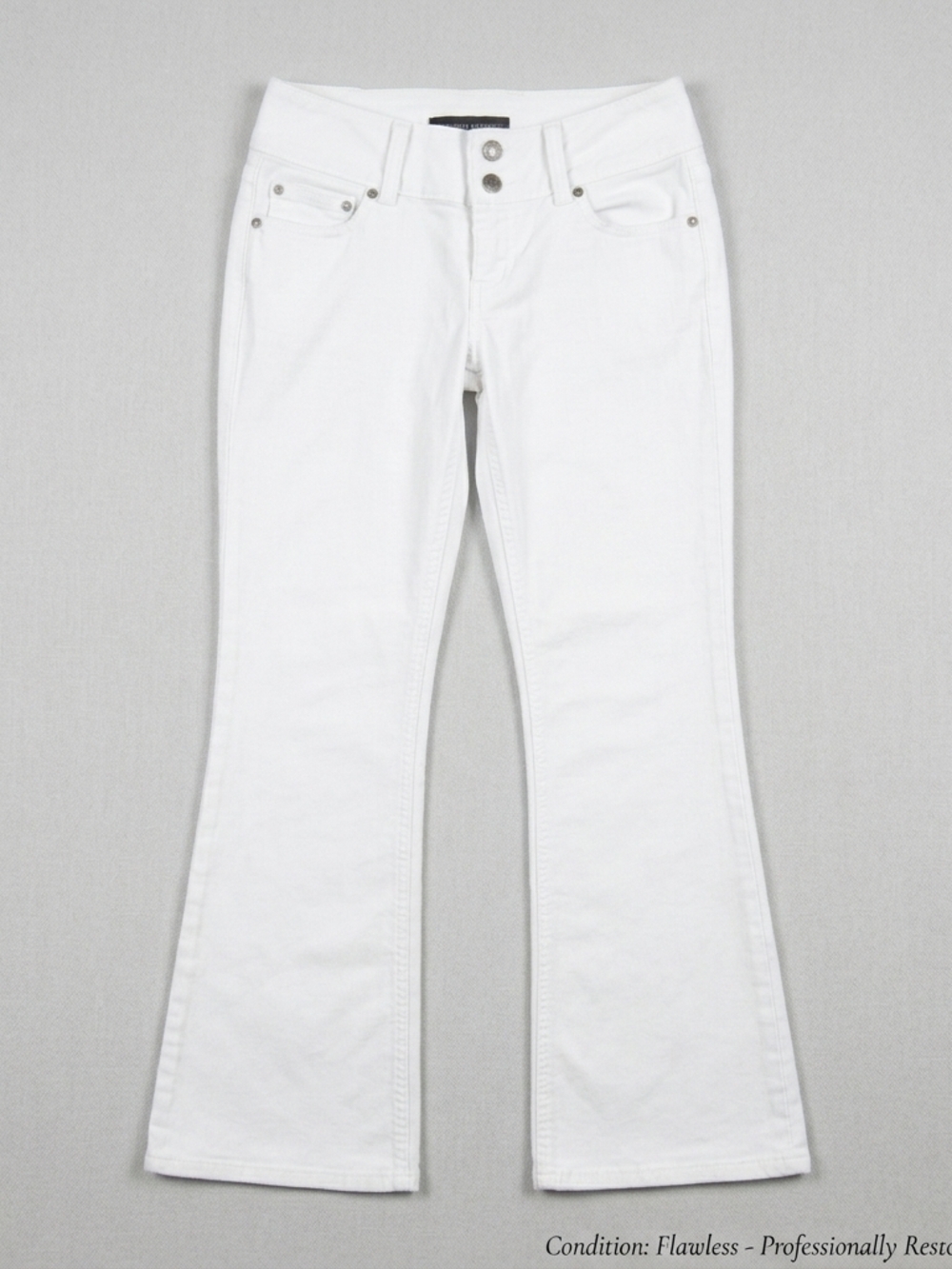 LONDONJEAN White Flared Wide-Leg Jeans with Double Button Waist